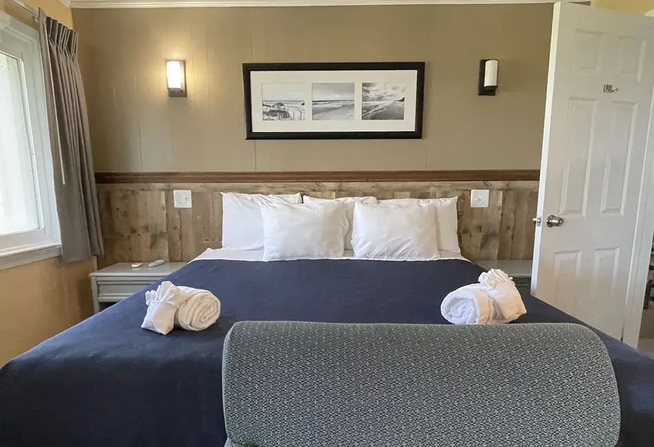 King bed and sofa in a kitchen unit at Colonial Inn